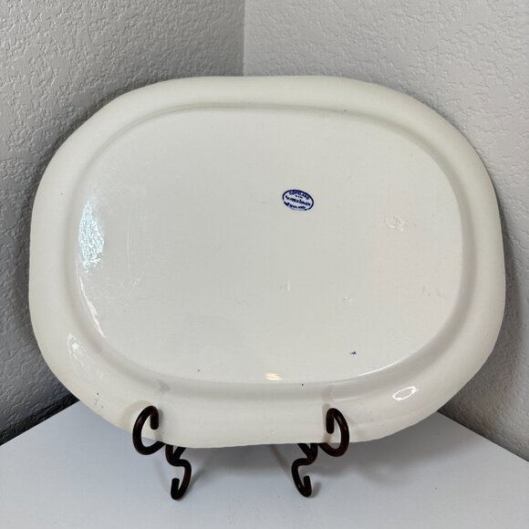 Antique English Copeland Spode's Tower Blue/White Platter Large 15"x12" Mint EUC - Picture 5 of 15